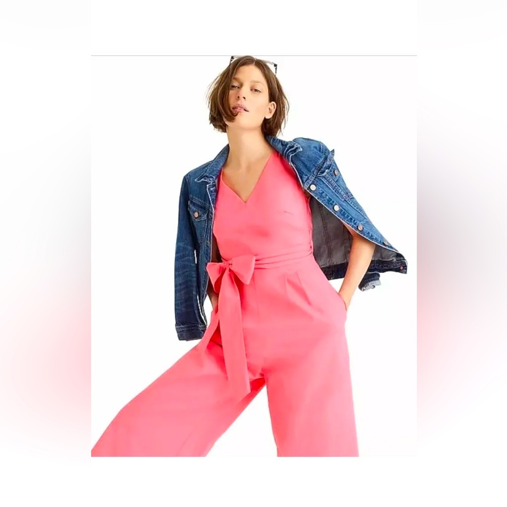 J. Crew Womens 8 Wrap Tie Poplin Wide Leg Jumpsuit